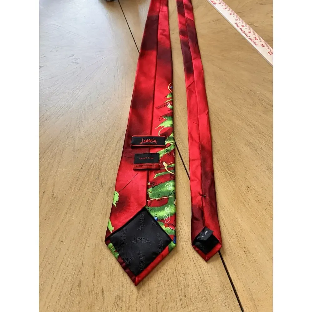 Vintage Jerry Garcia Silk Christmas Tie Collection 56 Abstract Tree Red Holiday